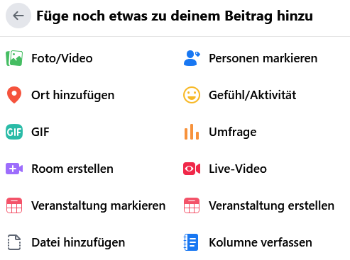 Facebook Umfragen Beitrag hinzufügen